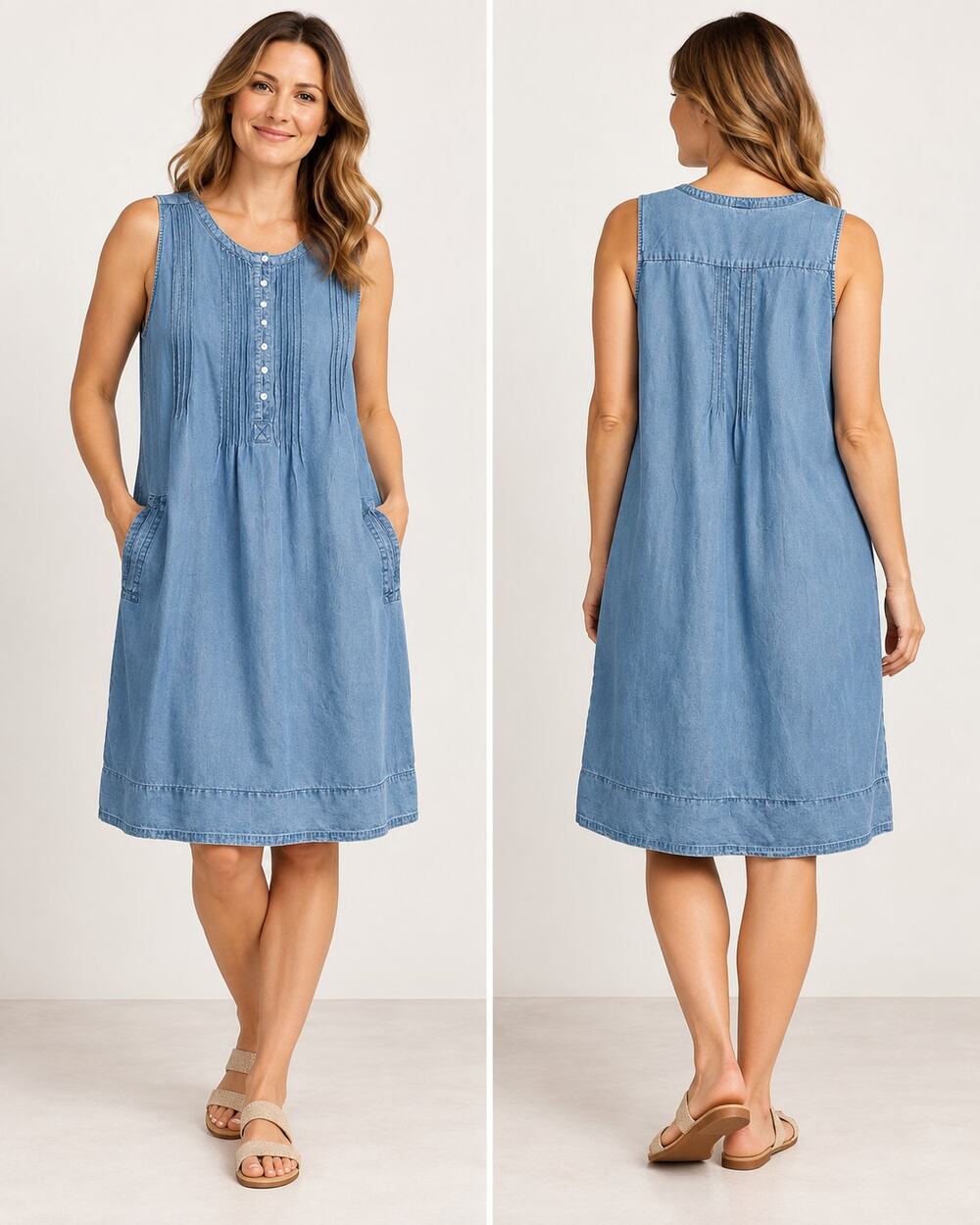 Coldwater Creek TENCEL Sleeveless Denim Look Dress XS NWT